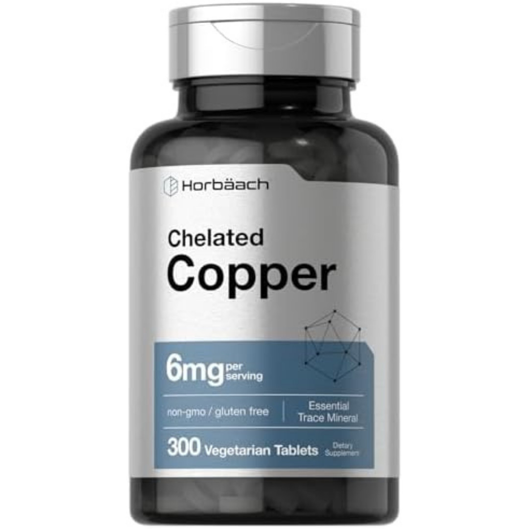 Chelated Copper | 6 mg | 300 Tablets | Vegetarian, Non-GMO | by Horbaach