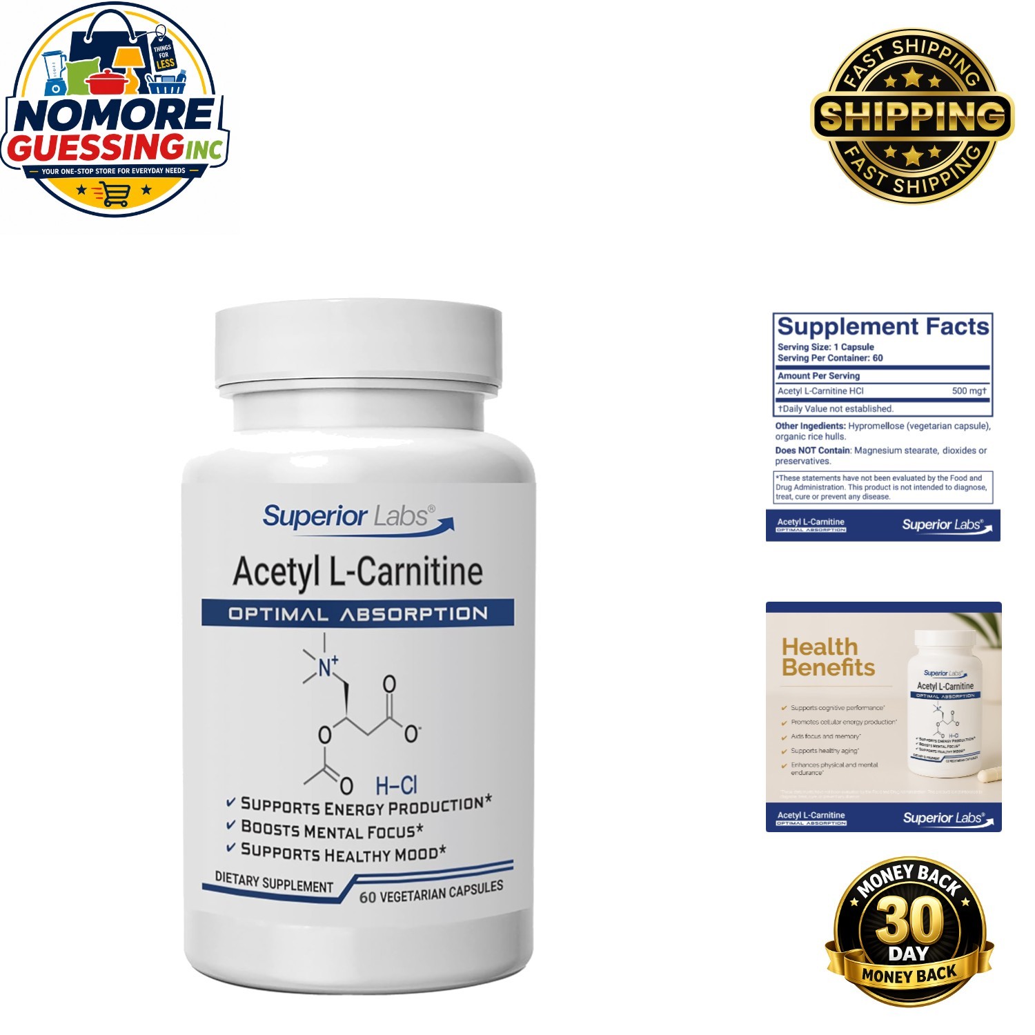 High Potency Acetyl L-Carnitine 60 Veg Caps – Maximum Absorption & Detox Support