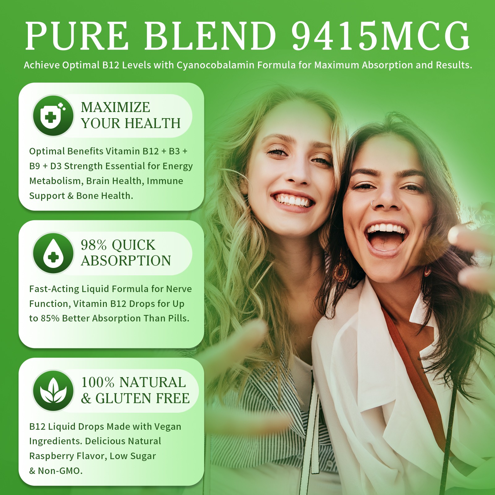 Vitamin B12 Liquid 10000 mcg Vit B 12 Drops Energy Supports Nerve Immune Health
