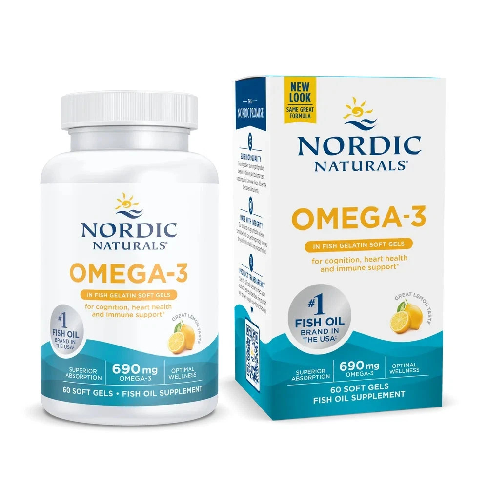Nordic Naturals Omega Fish Gels – Lemon Flavor Omegas-3 Soft Gels, 60 Ct