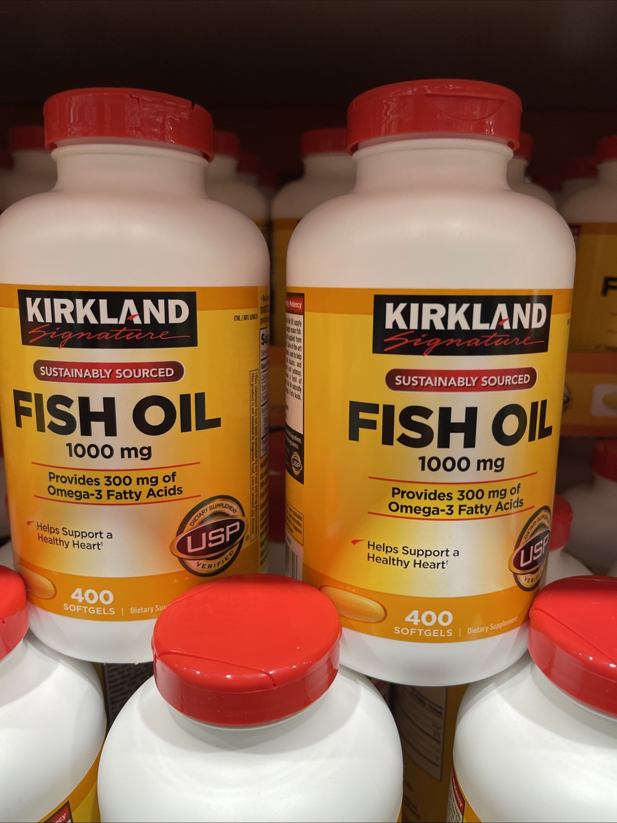 (2)Kirkland Signature Fish Oil 1000 mg., 400 Softgels X 2bottles ( Pack Of 2)