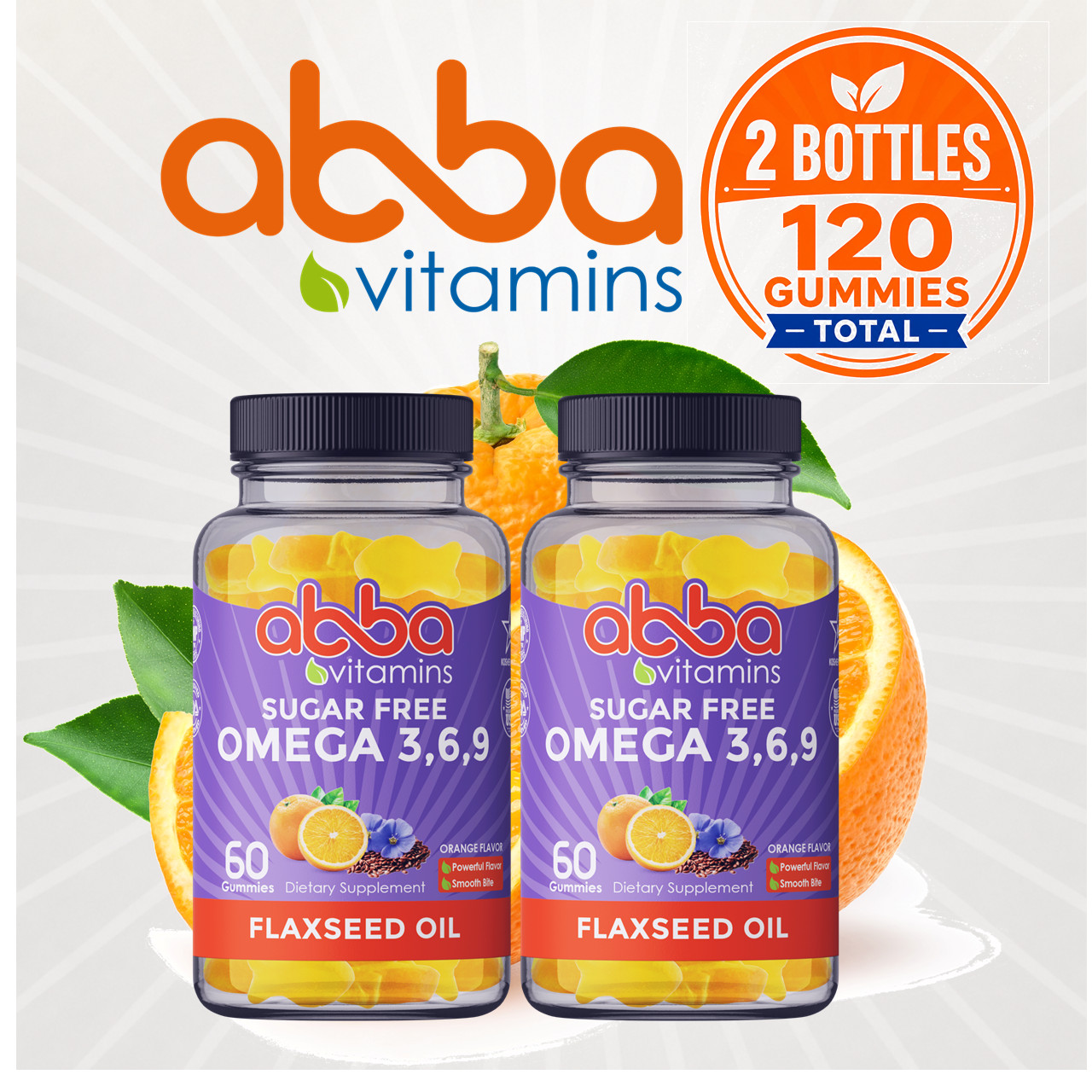 2-Pack Daily Omega Gummy Natural Flavors & color Flaxseed Oil based Star Kosher