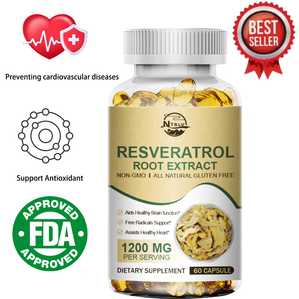 Resveratrol Capsules Maximum 1200 MG Strength Natural AntiAging Antioxidant Cap