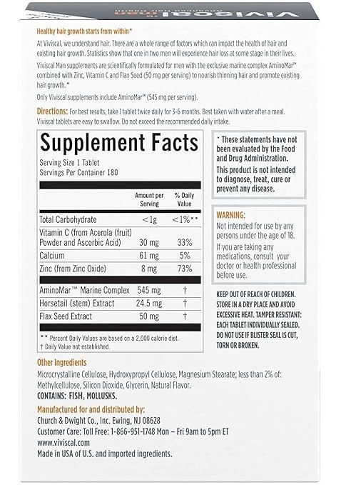Viviscal Men’s Hair Growth Supplements 180 Tablets – 3 Month Supply
