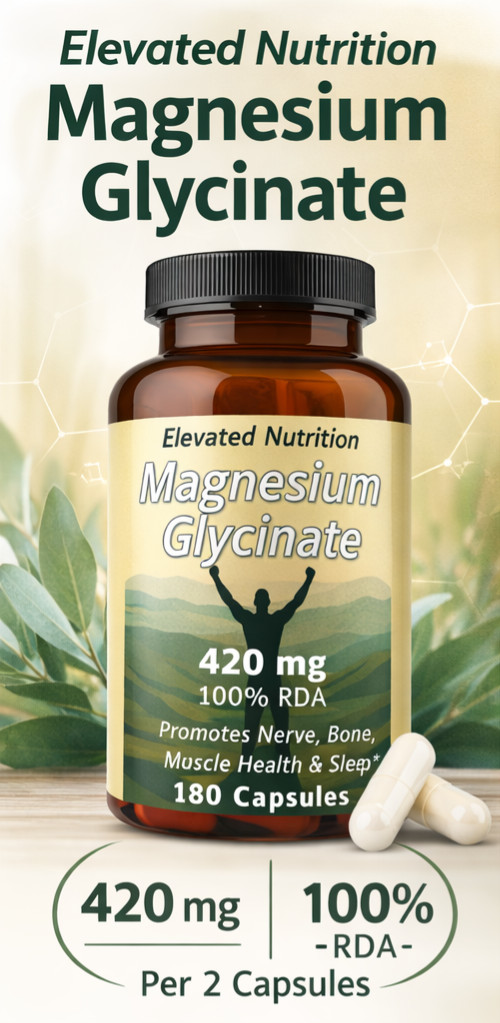 Magnesium Glycinate 420mg, 100% RDA, High Absorption, Elevated Nutrition
