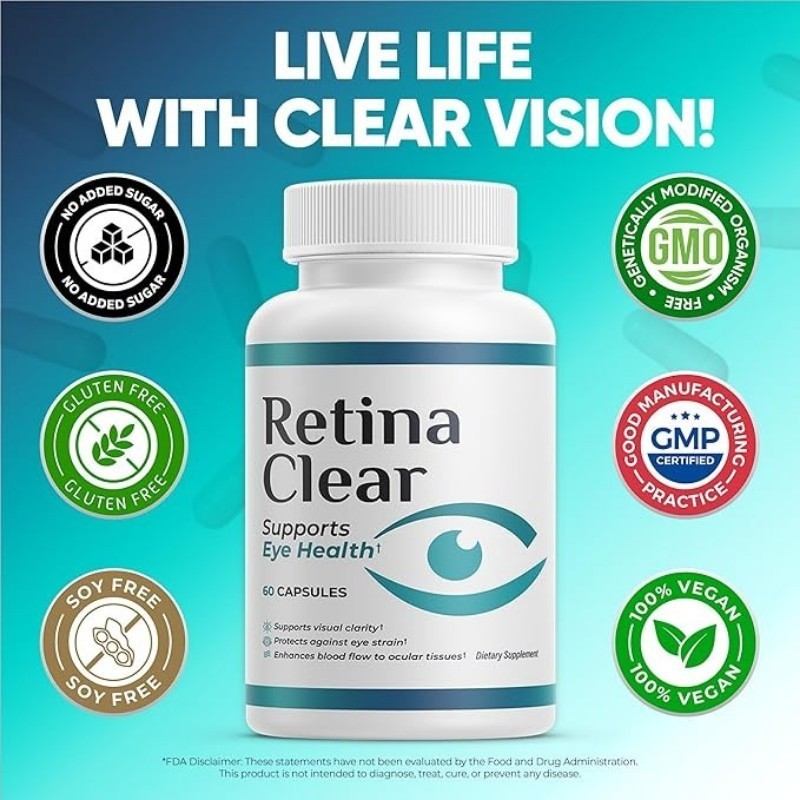 Retina Clear Vision Supports Supplement – Eye Wellness Formula featuring Lutein