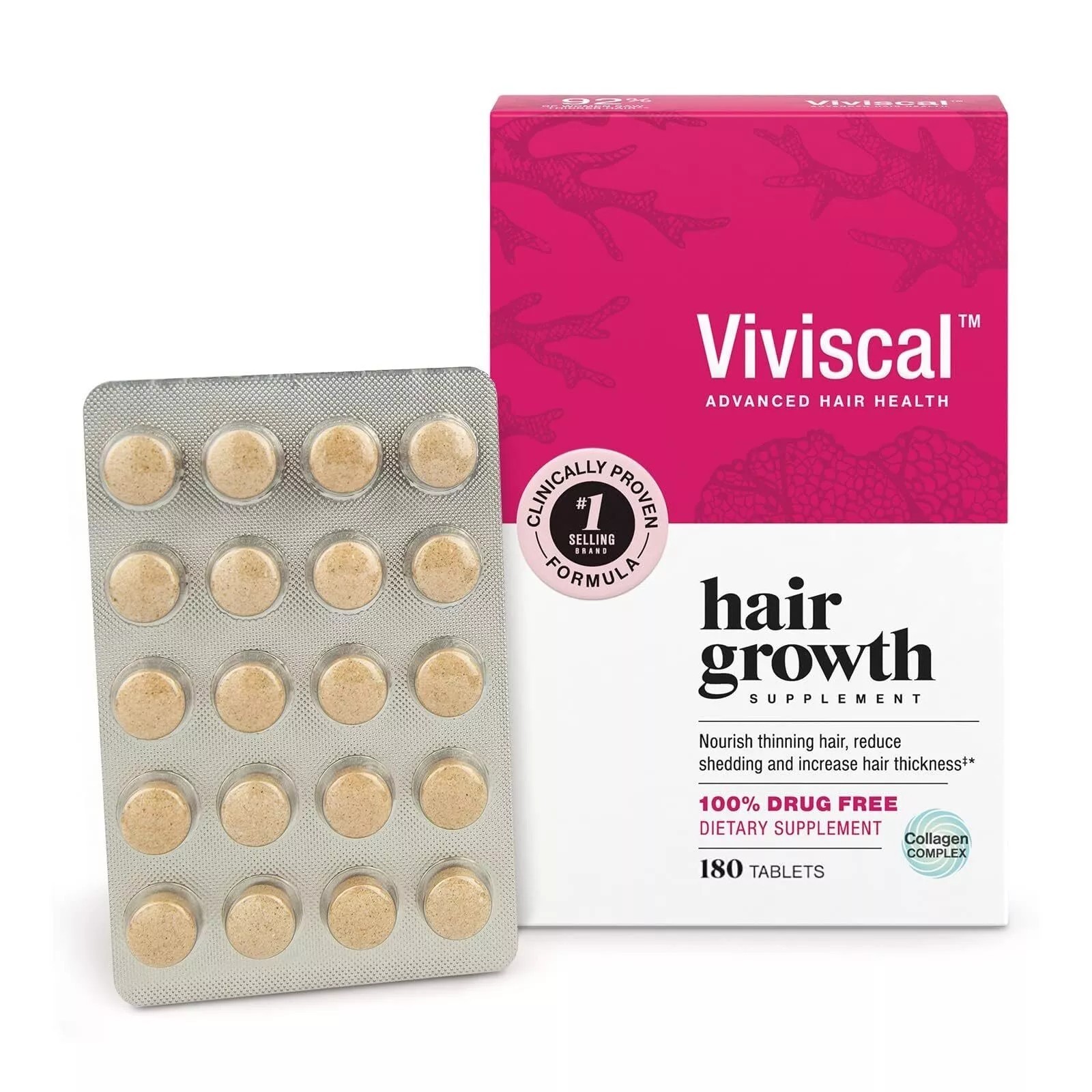 VIVISCAL Hair Growth Supplement for Women 180 Tablets – 3 Month Supply