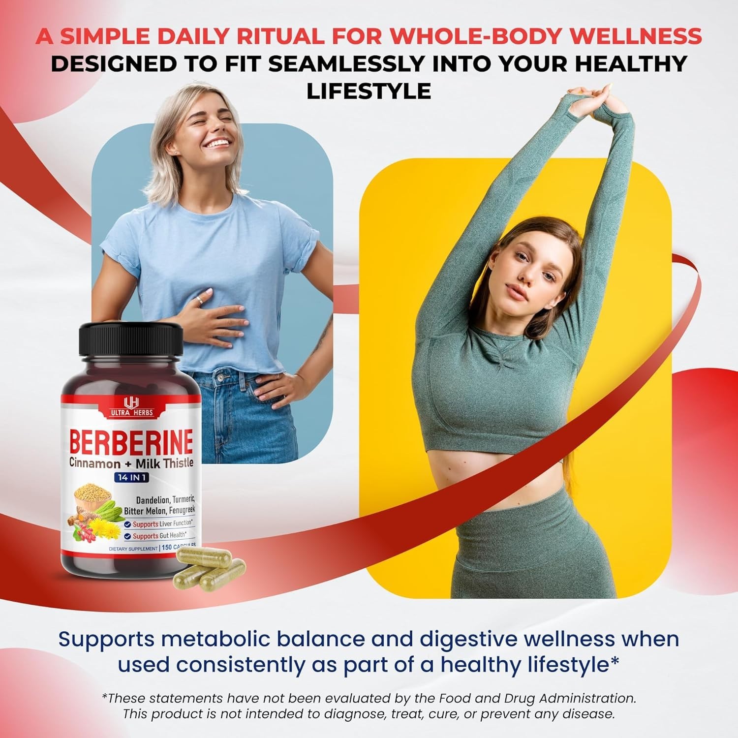 150 Capsules of Natural Berberine with Cinnamon – Supports Liver & Gut Health