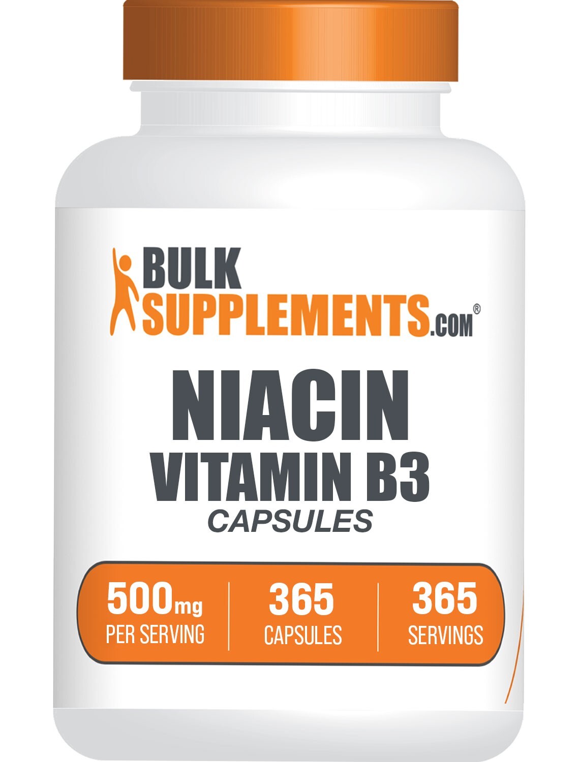 BulkSupplements Niacin (Vitamin B3) 365 Capsules – 500mg Per Serving