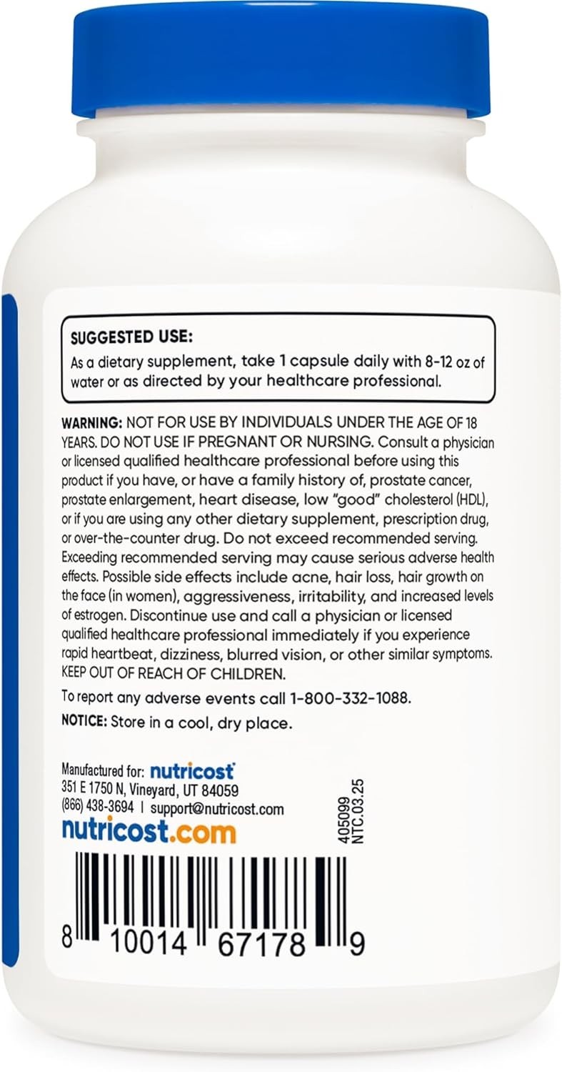 Nutricost DHEA 50mg, 240 Capsules – Gluten Free, Soy Free, Non-GMO, Supplement
