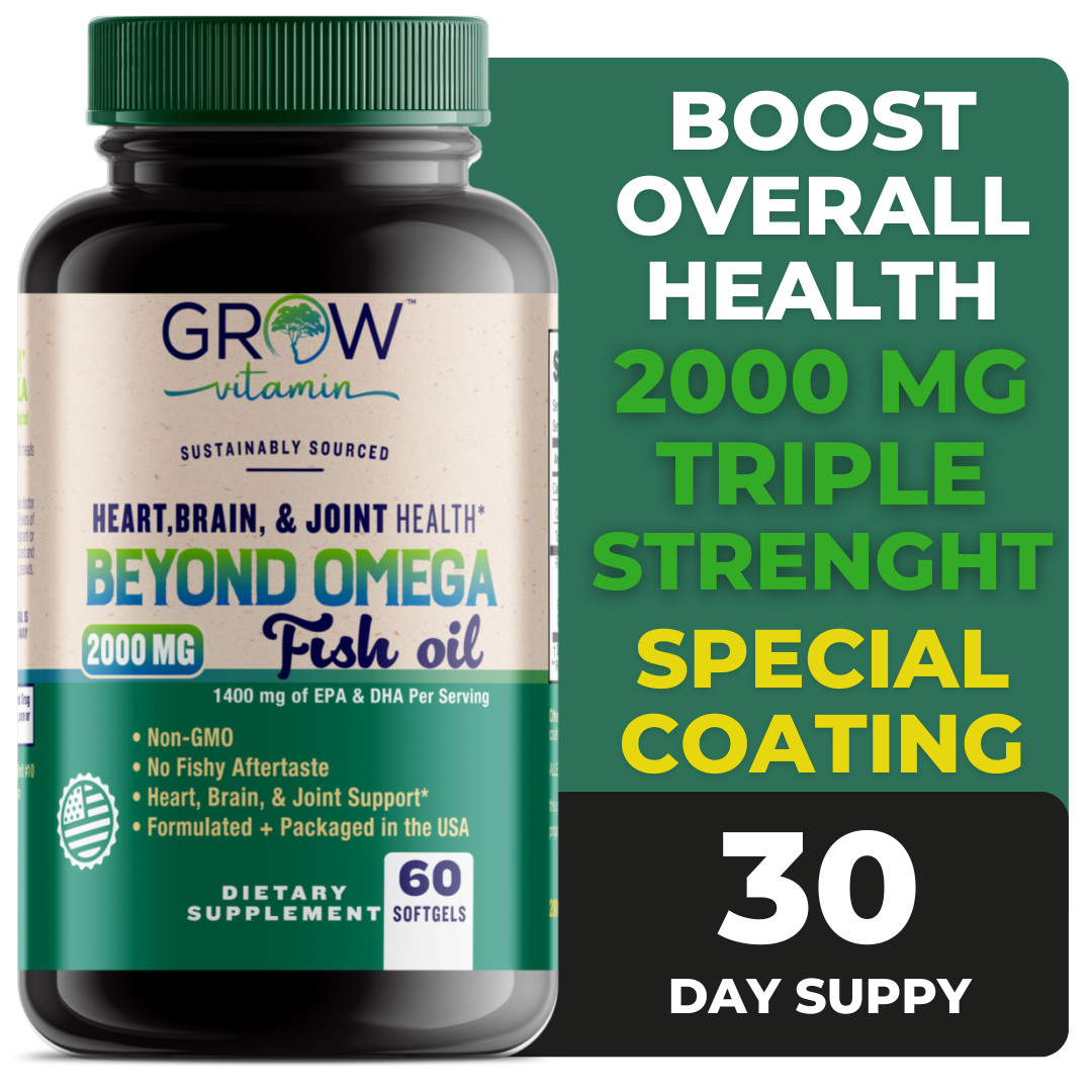 Natural OMEGA 3 FISH OIL. OMEGAWELL – 2000mg HIGHEST POTENCY MADE IN US, NON-GMO