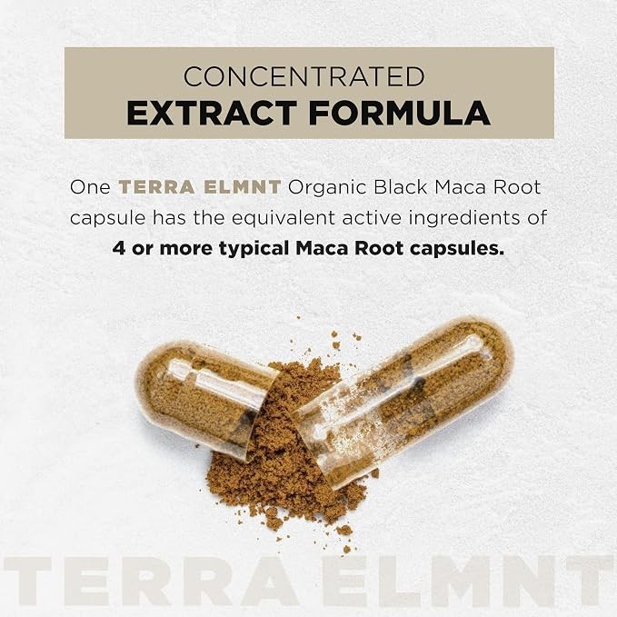 TERRA ELMNT Organic Black Maca & Ashwagandha Supplement Capsules New Sealed