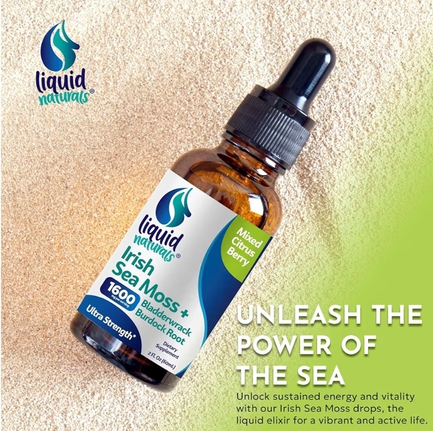 2 Pack Irish Sea Moss Liquid Drops 3200Mg Immunity Thyroid 2oz Exp 04/27