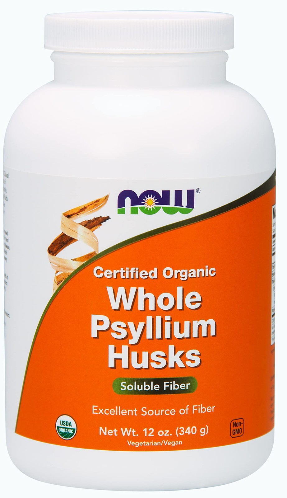 NOW Whole Psyllium Husks USDA Certified Organic Soluble Fiber Non-GMO 12 oz 6/27