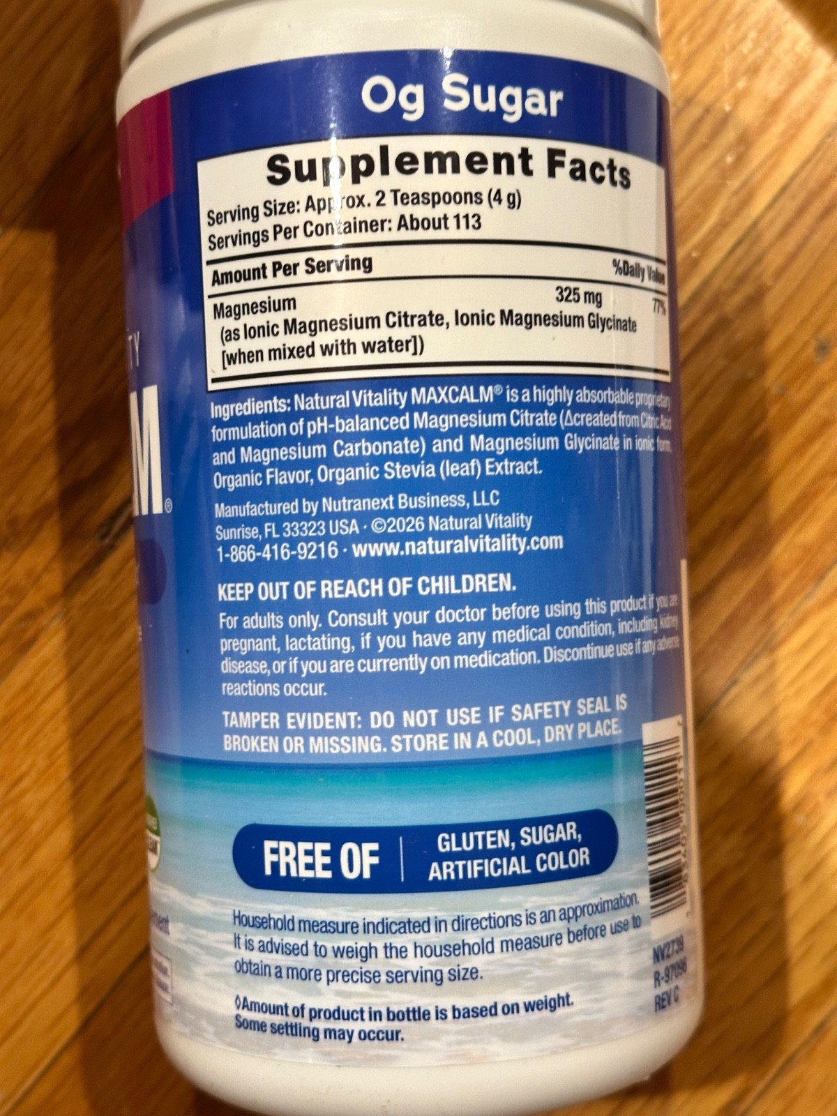 Natural Vitality CALM Magnesium Raspberry Lemon 16 oz, EXP 03/2029