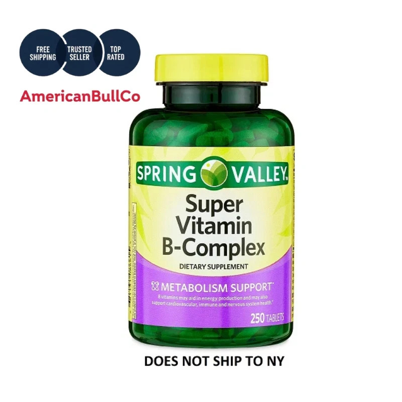 Spring Valley Super B-Complex 250 Tablets – Dietary Supplement, Free Shipping