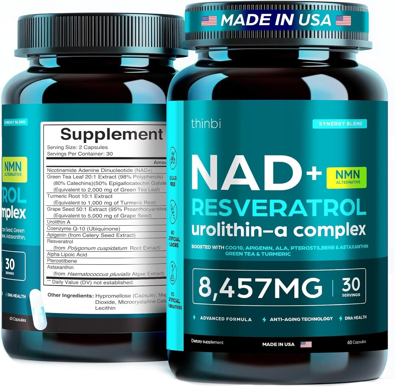 NAD Supplement 8,457 mg Extra Strength Liposomal, Green Tea + Astaxanthin