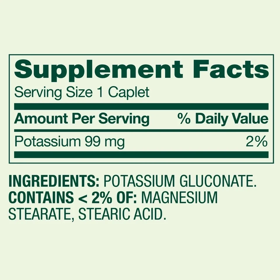 Spring Valley Potassium Caplets Dietary Supplement Value Size, 99 mg, 500 Count