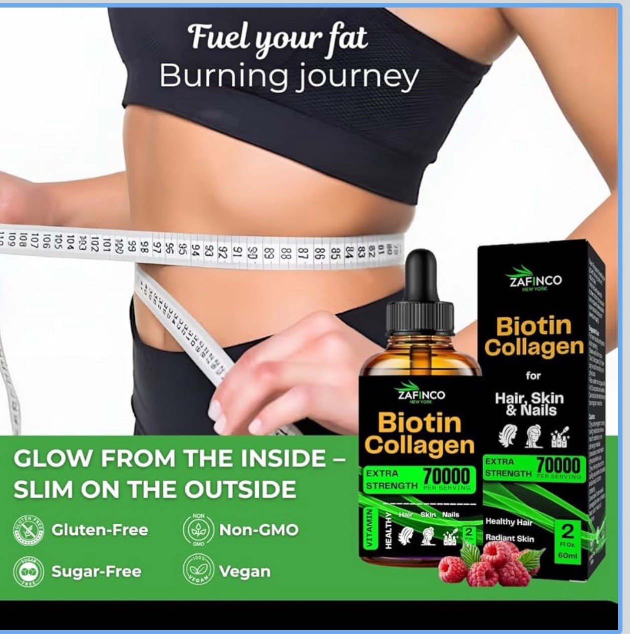 Liquid Drops Biotin Collagen. Extra Strength 70000/serving Halal 5 Bottles