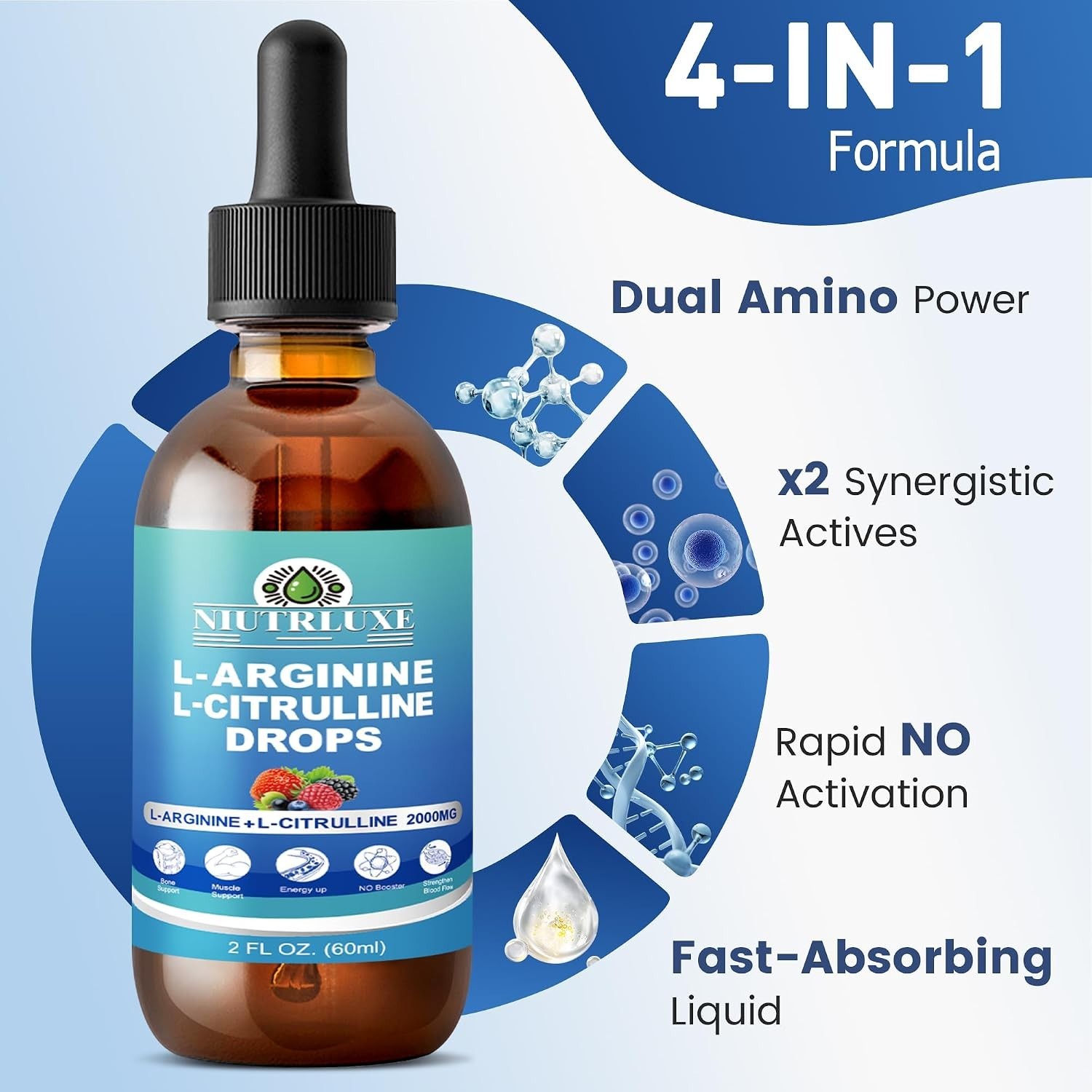 L-Citrulline L-Arginine Drops Liquid for Men with Boron and Zinc, Sublingual …