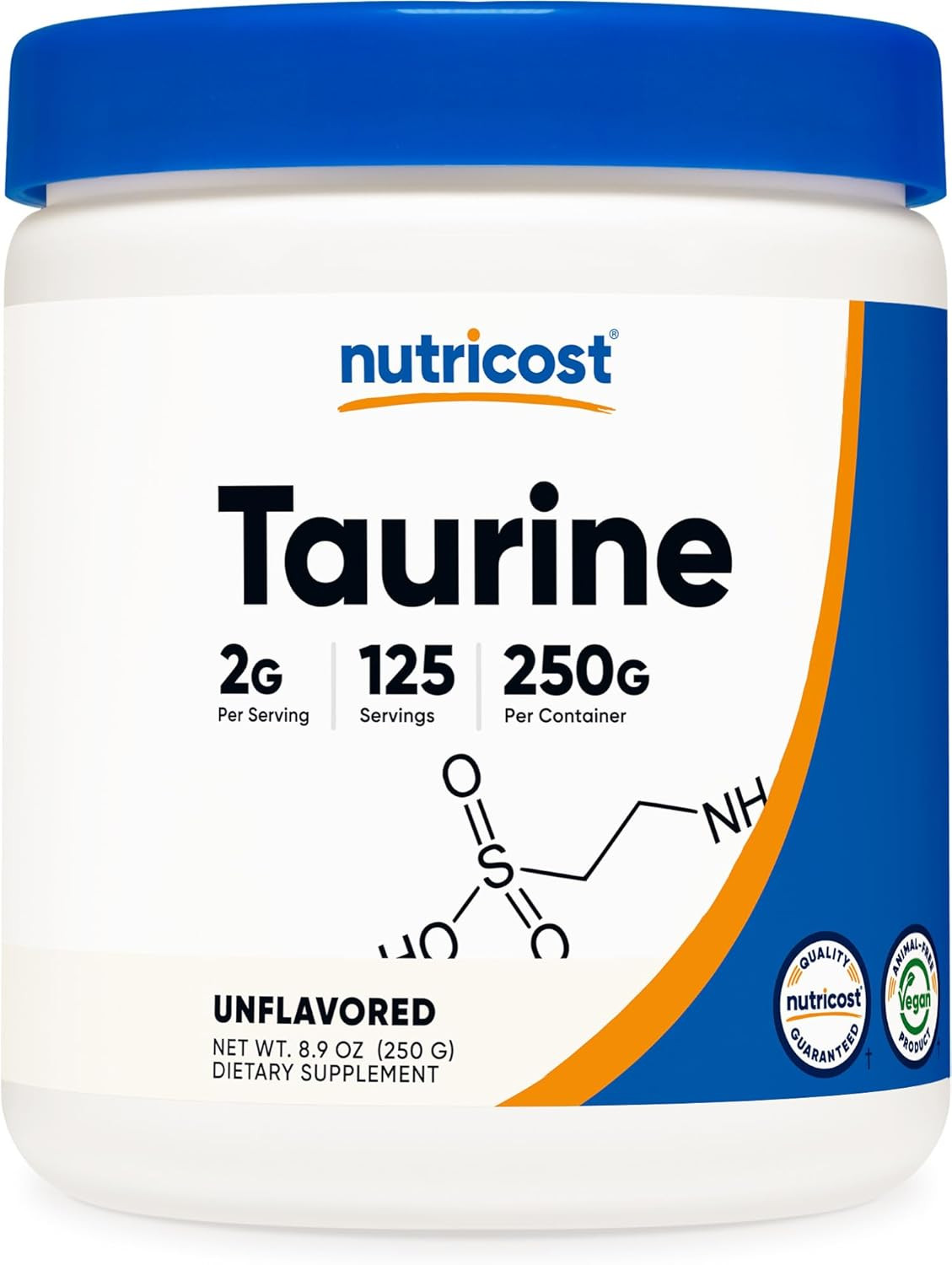 Taurine Powder 250 Grams – 125 Servings, 2000Mg per Serving