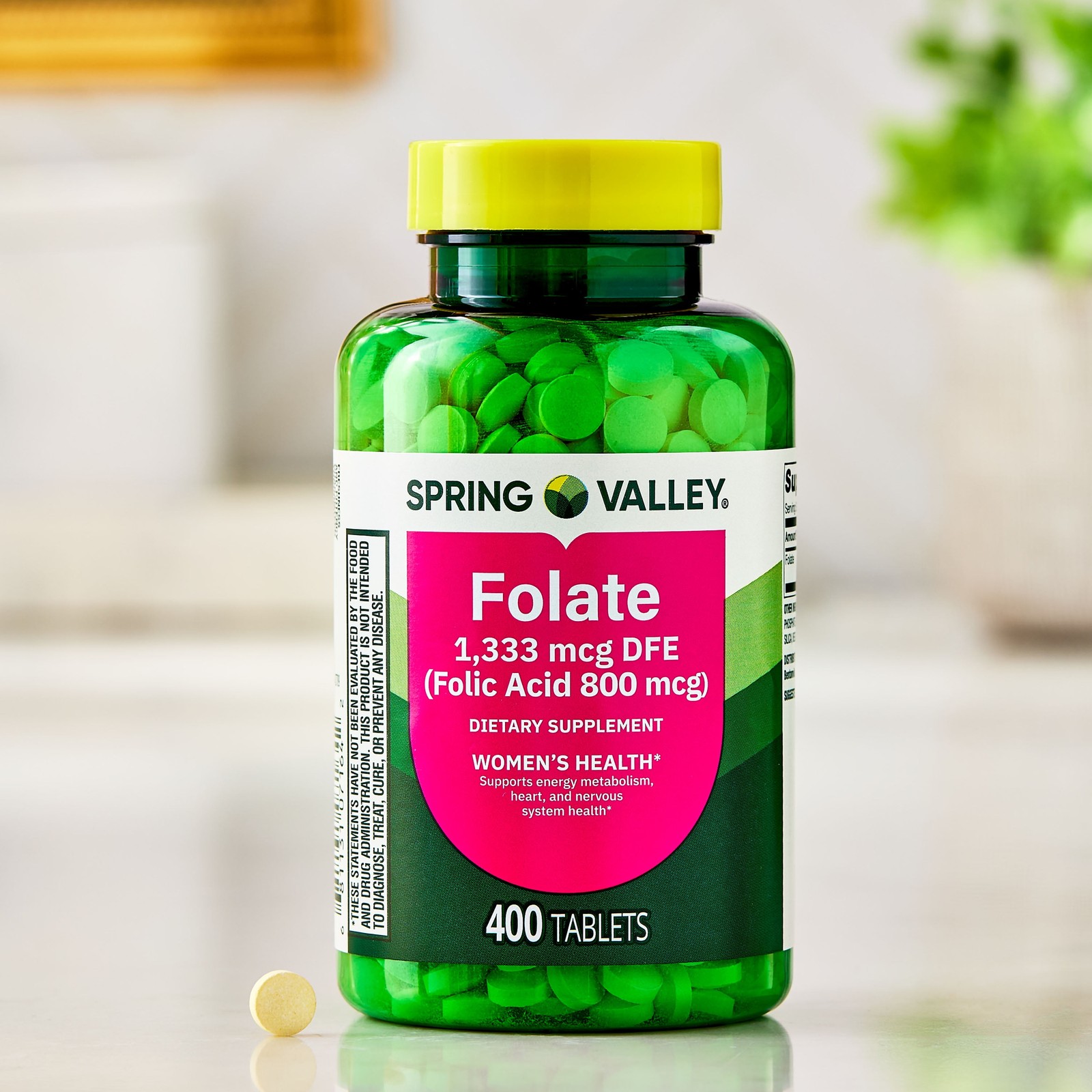 Spring Valley Folate 1,333 mcg DFE Folic Acid 800 mcg 400-COUNT SAME-DAY SHIP
