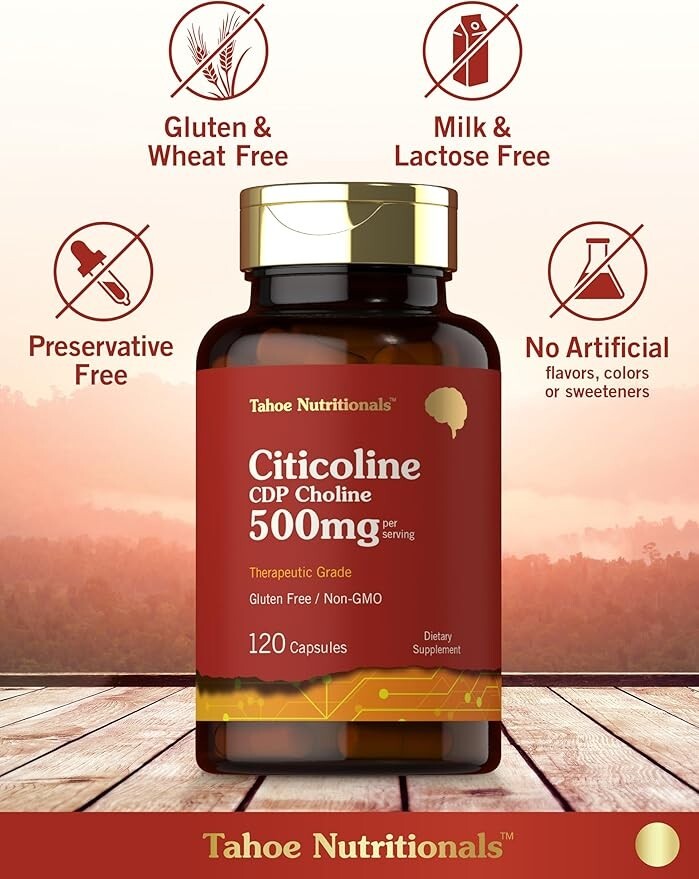 Citicoline 500mg | 120 Capsules | CDP Choline Supplement | by Tahoe Nutritionals