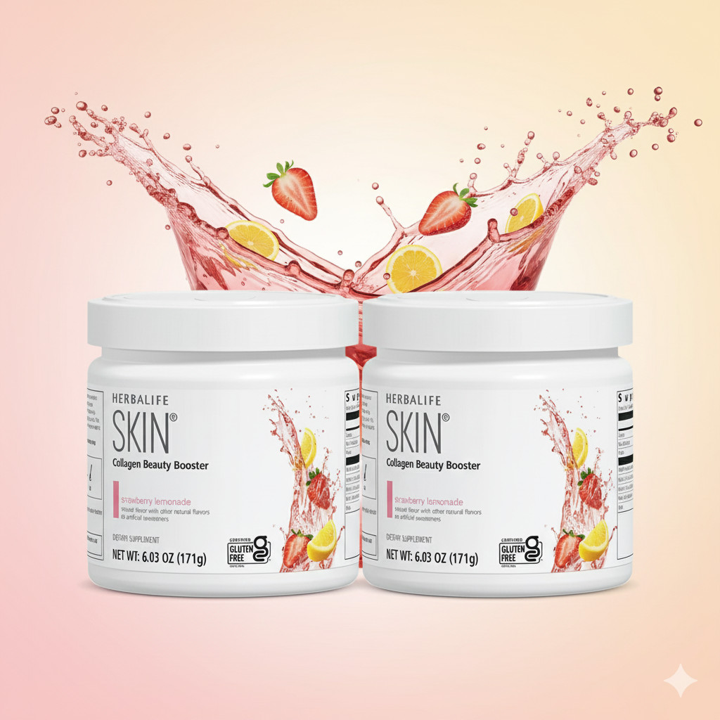 2 HerbaLife SKIN Collagen Beauty Booster – Strawberry Lemonade, 6.03oz Exp 4/27