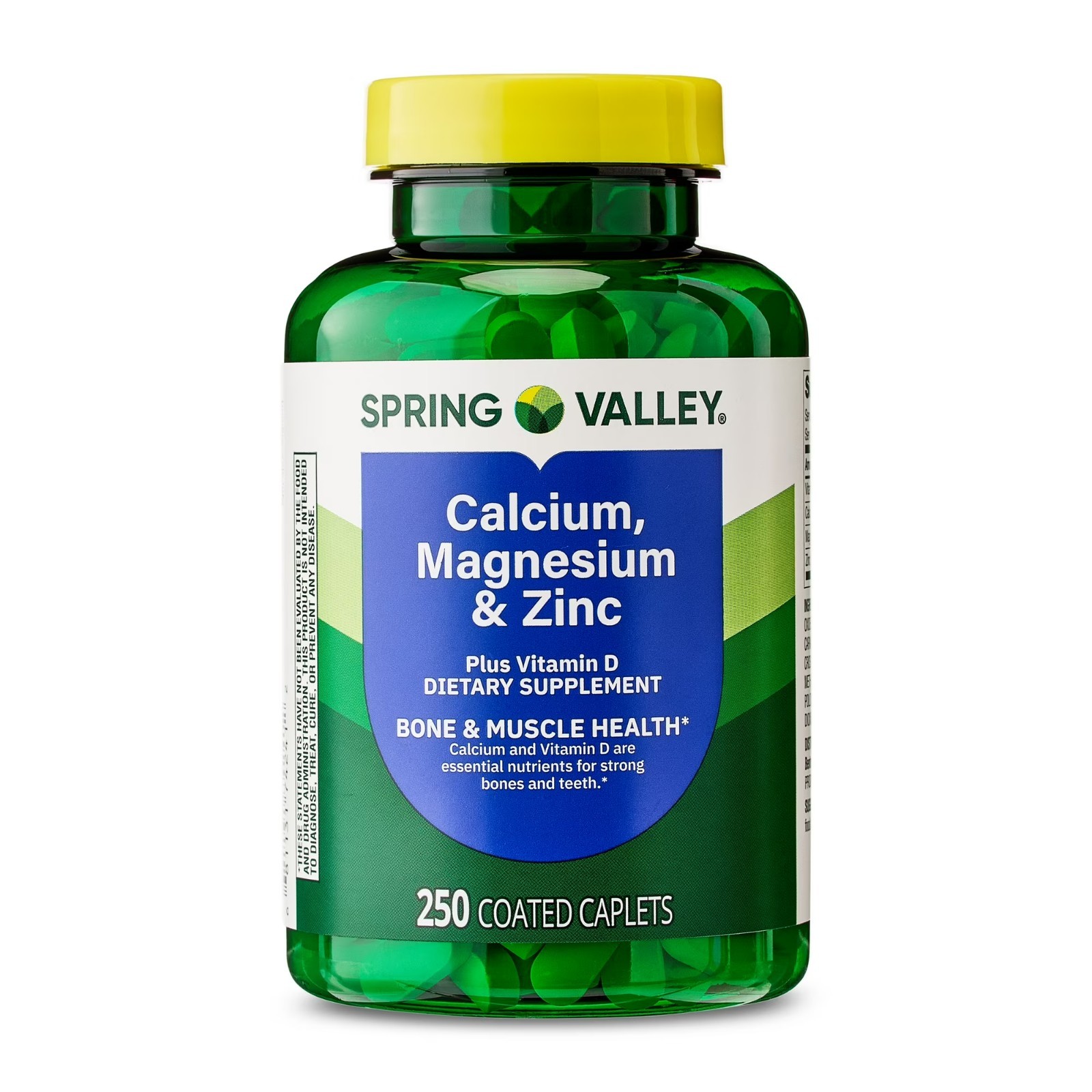 Spring Valley Calcium, Magnesium & Zinc Plus Vitamin D3 Coated Caplets,250 Count