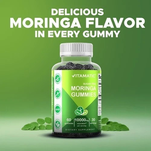 NEW Vitamatic Sugar Free Moringa Gummies 10000mg 60 Pectin Based Gummies