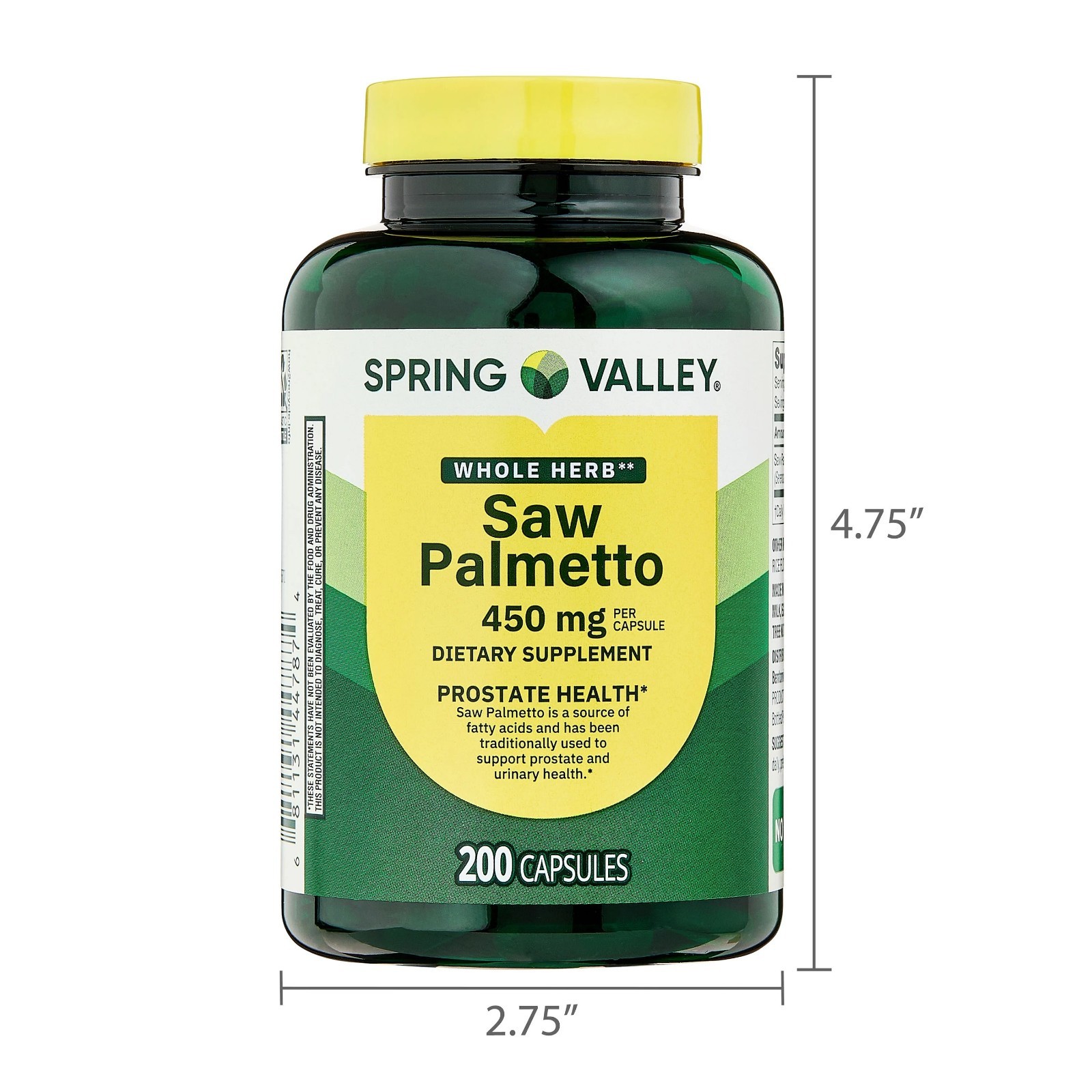 Spring Valley Whole Herb Saw Palmetto Supplement Capsule 450 mg 200 Count