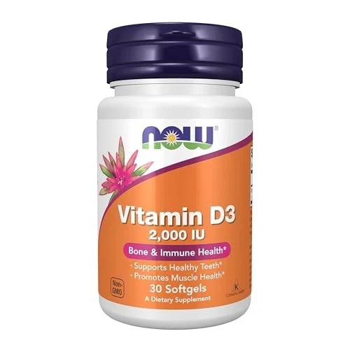 NOW Foods Vitamin D-3 2000 IU 30 Softgels High Potency Supplement