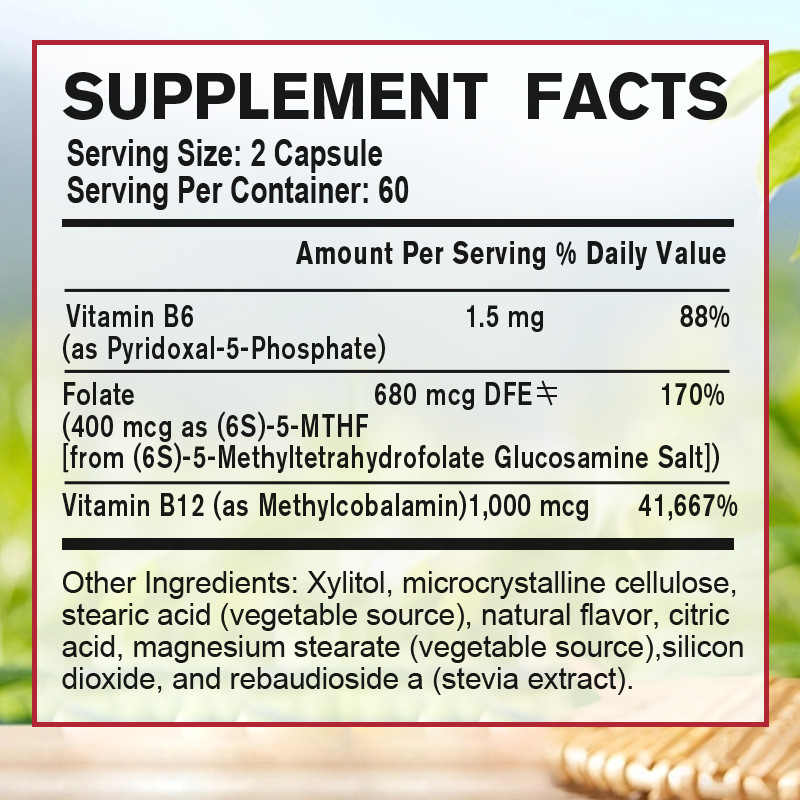 Methyl B-12 & Methyl Folate Extra Strength Vitamin B Methyl Folate Supplement