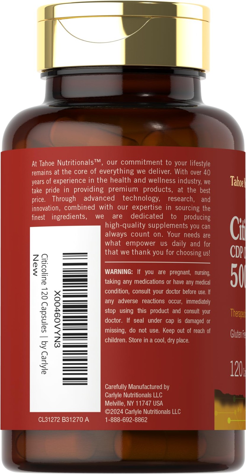 Citicoline 500mg | 120 Capsules | CDP Choline Supplements | Therapeutic Grade…
