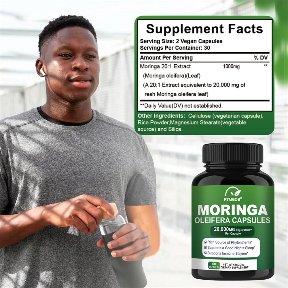 60 Capsules Moringa Oleifera Leaf Powder 12000mg – Organic Herbal Extract US