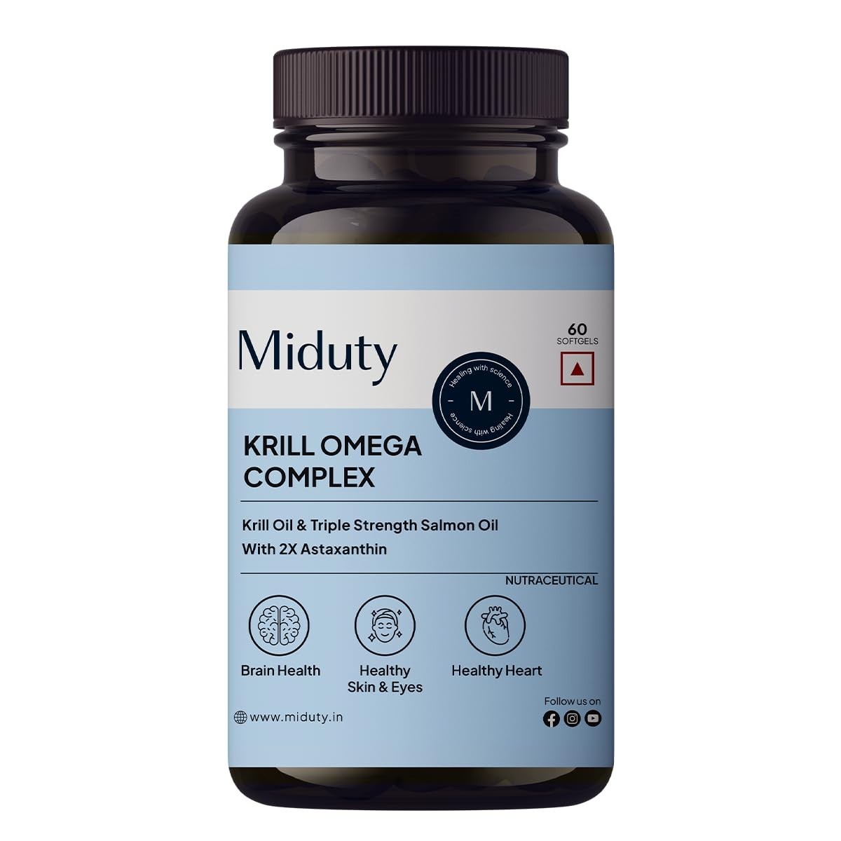 Miduty Antarctic Fish Krill Oil – Triple Strength Omega 3 Capsule – 60 Softgel