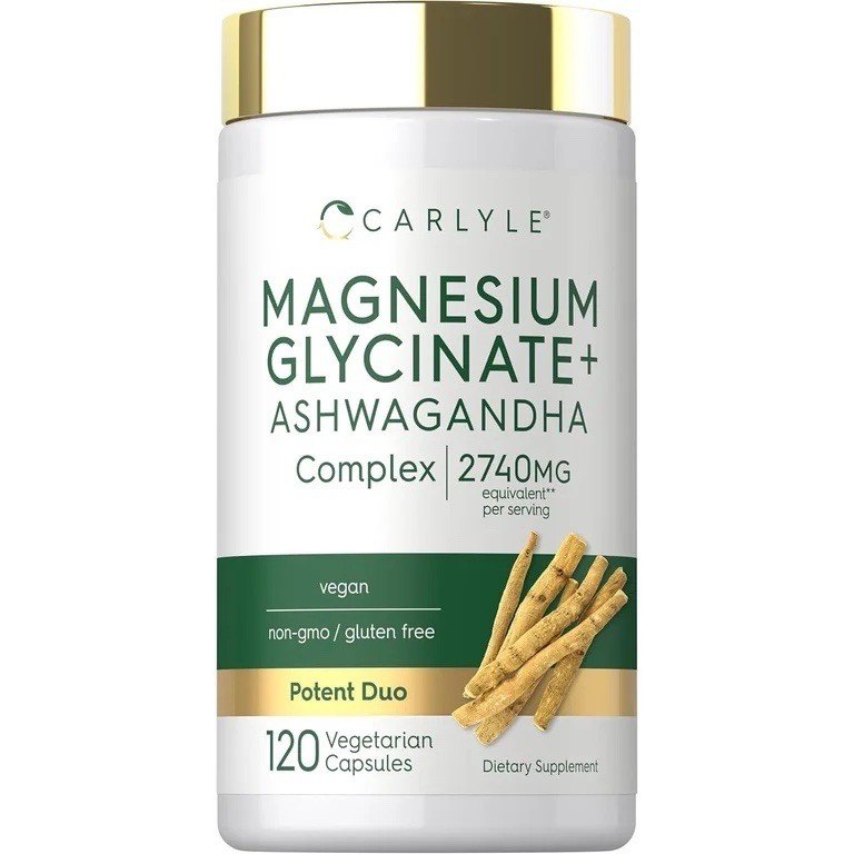 Carlyle Magnesium Glycinate with Ashwagandha | 120 Vegetarian Capsules | Potent