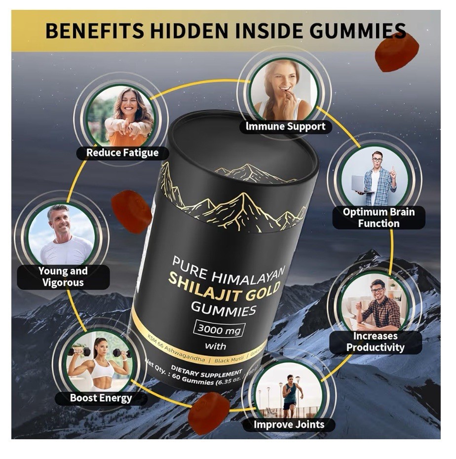 Pure Himalayan Shilajit Gold Gummies, 60-Pack, 30-Day Supply 3000mg WXW