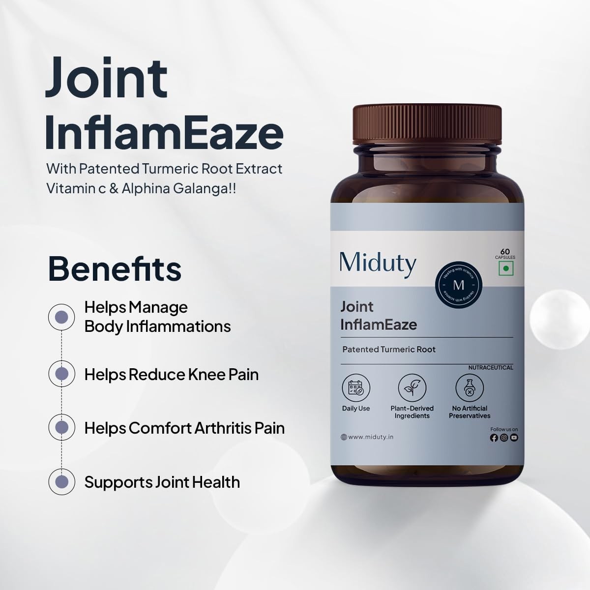Mi.duty Joint InflamEaze 60 Caps Mobility Flexibility Care