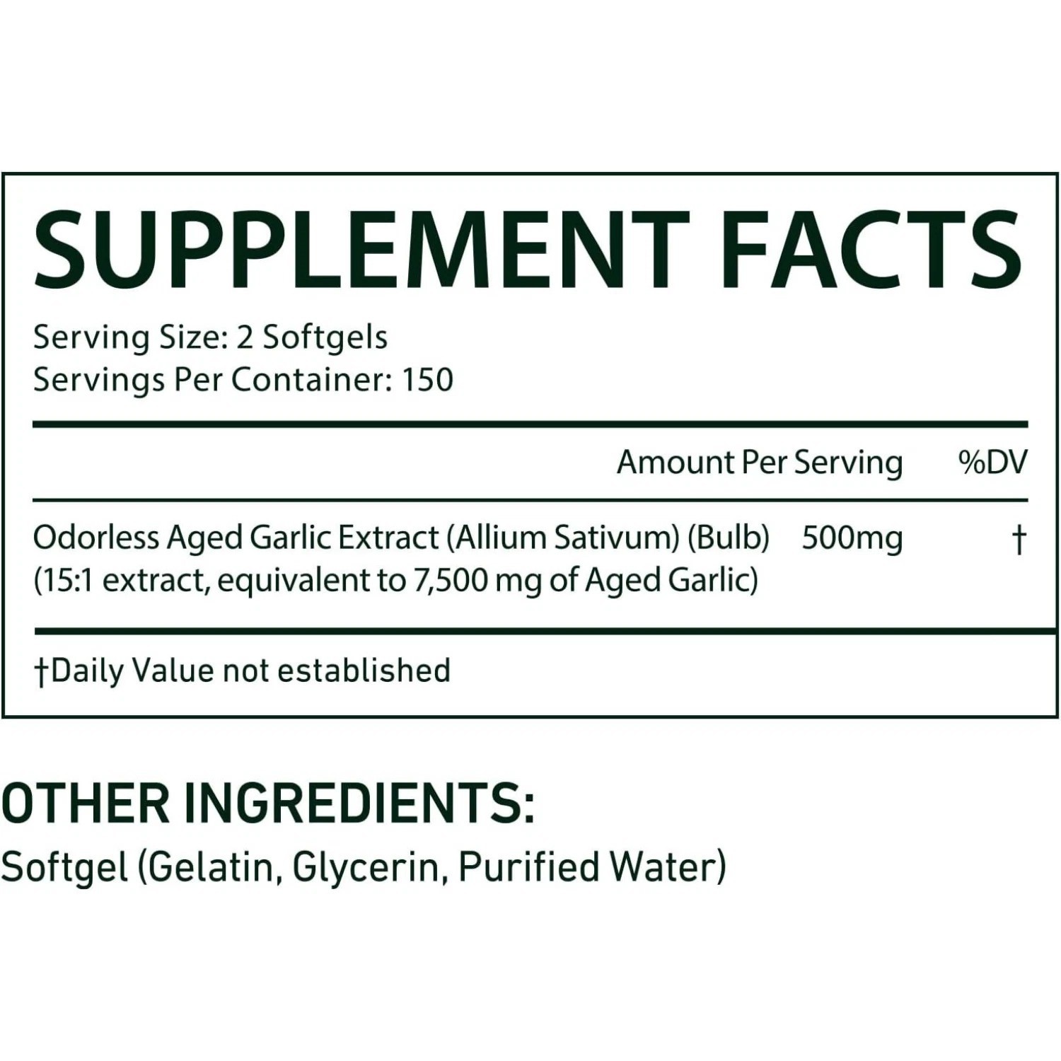 2 Pack Best Aged Garlic Extract, 300 Softgels, 7500mg Odorless | Heart & Immune