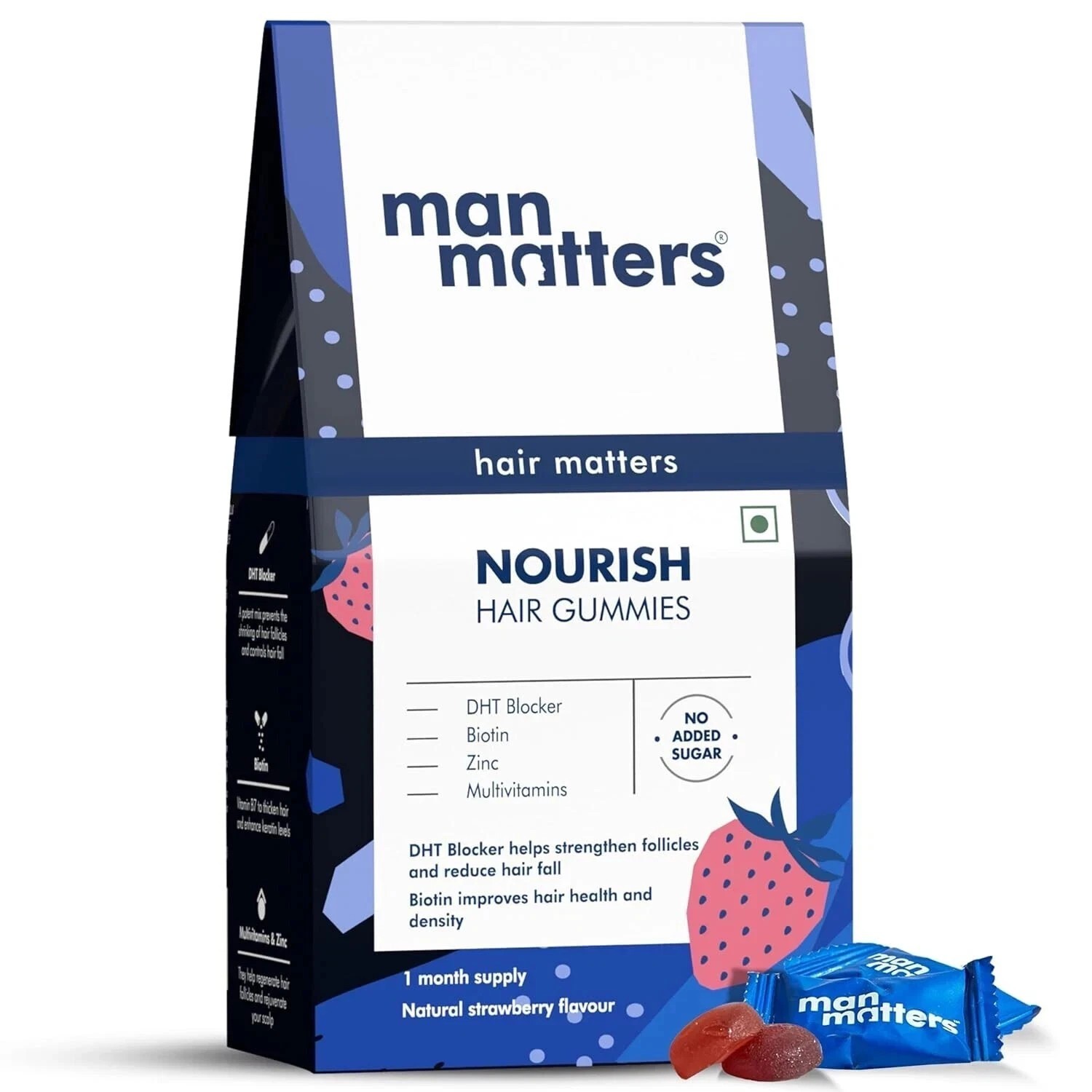 Man Matters Biotin Hair Gummies (30N) With Biotin, DHT Blockers vit A, C, E, y22