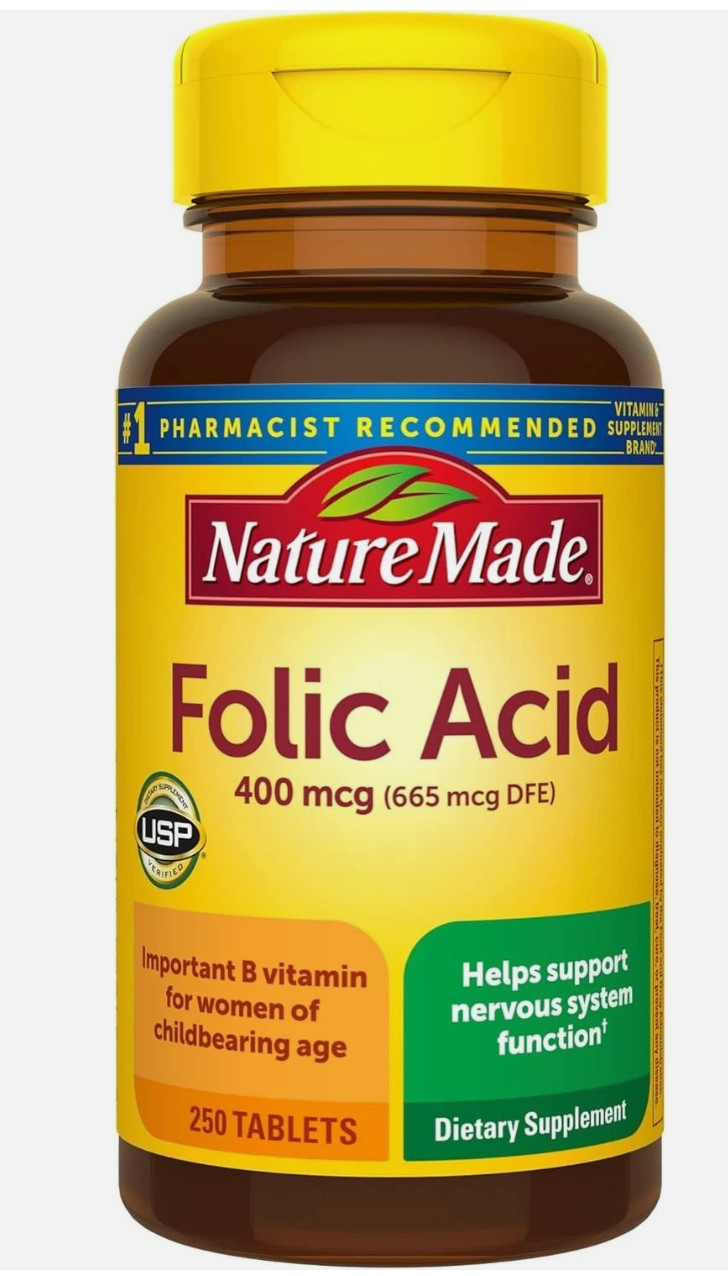 Nature Made Folic Acid 400 mcg (665 mcg Dfe) 250 Tabs Exp07/2027