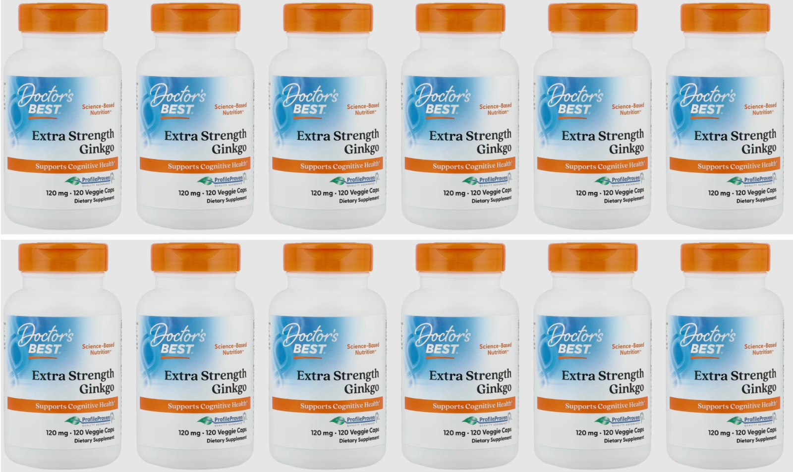12 X Ginkgo Biloba Extra Strength, Doctor’s Best, 120 mg, 120 Caps EXP 08/2027