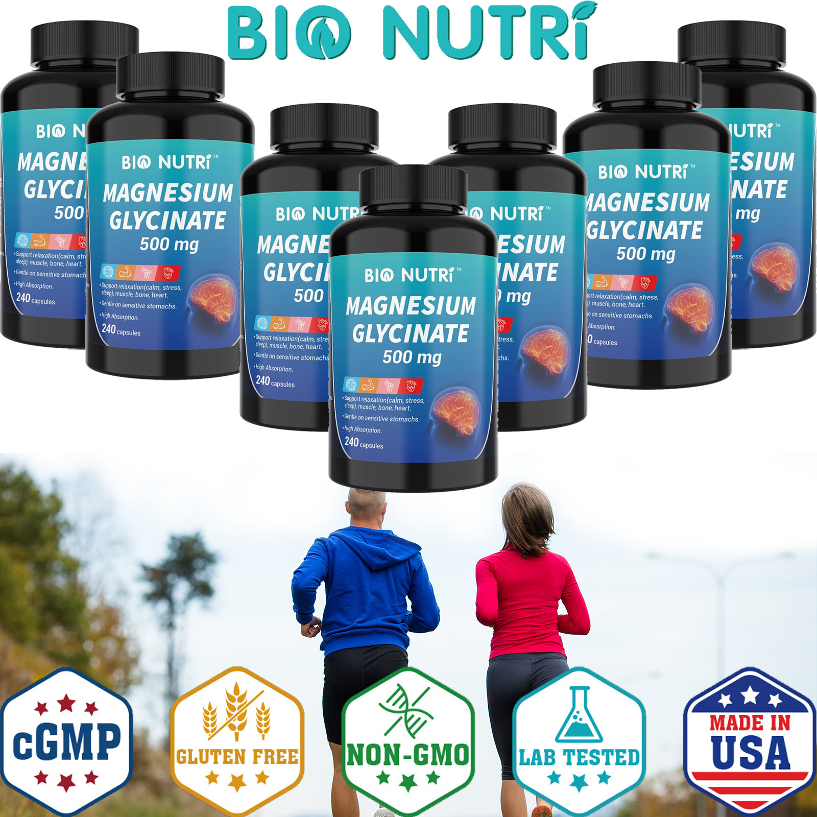LOT Magnesium Glycinate 500mg for Sleep Stress Muscle Nerve Support 240 Capsules