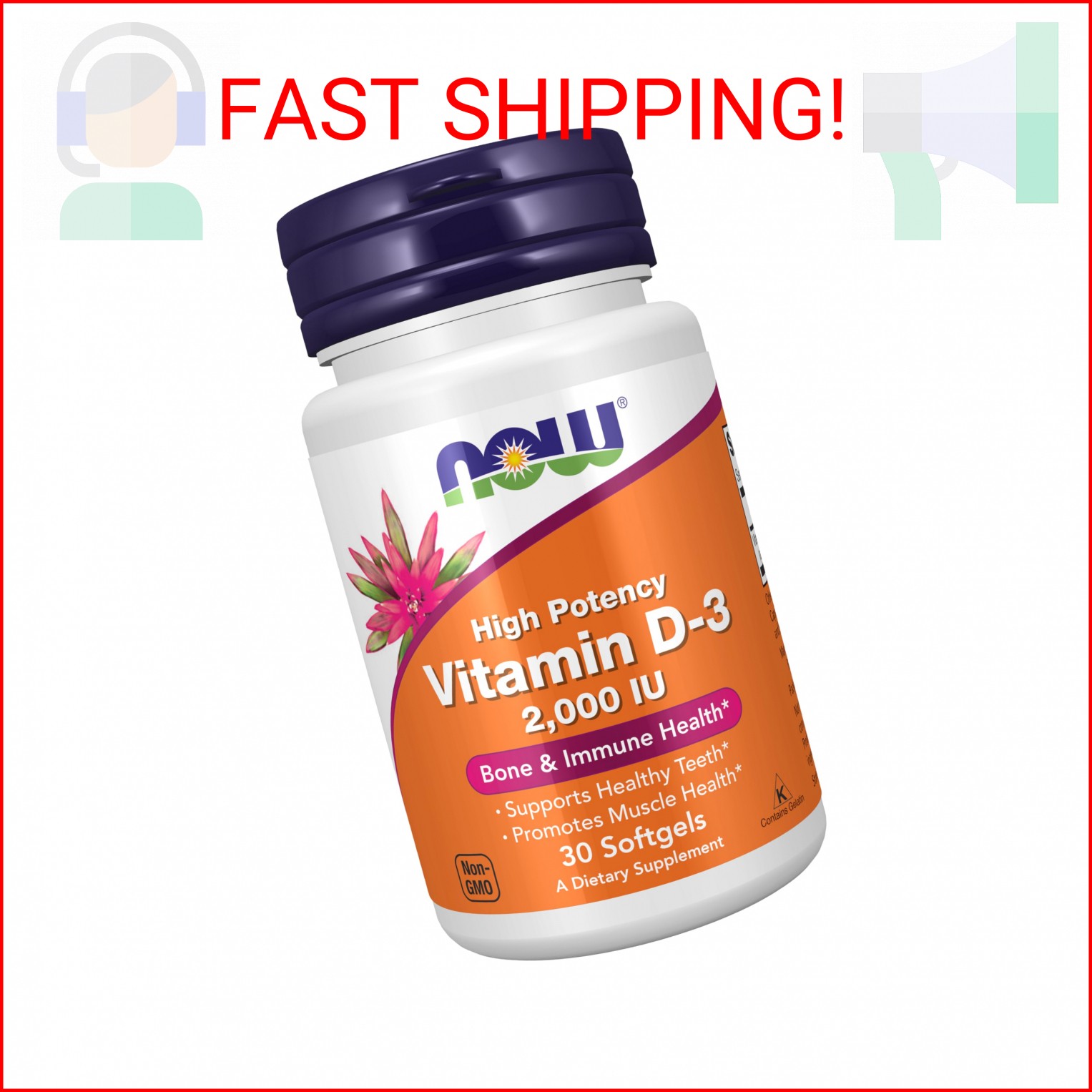 NOW Foods Supplements, Vitamin D-3 2,000 IU, High Potency, Structural Support*,