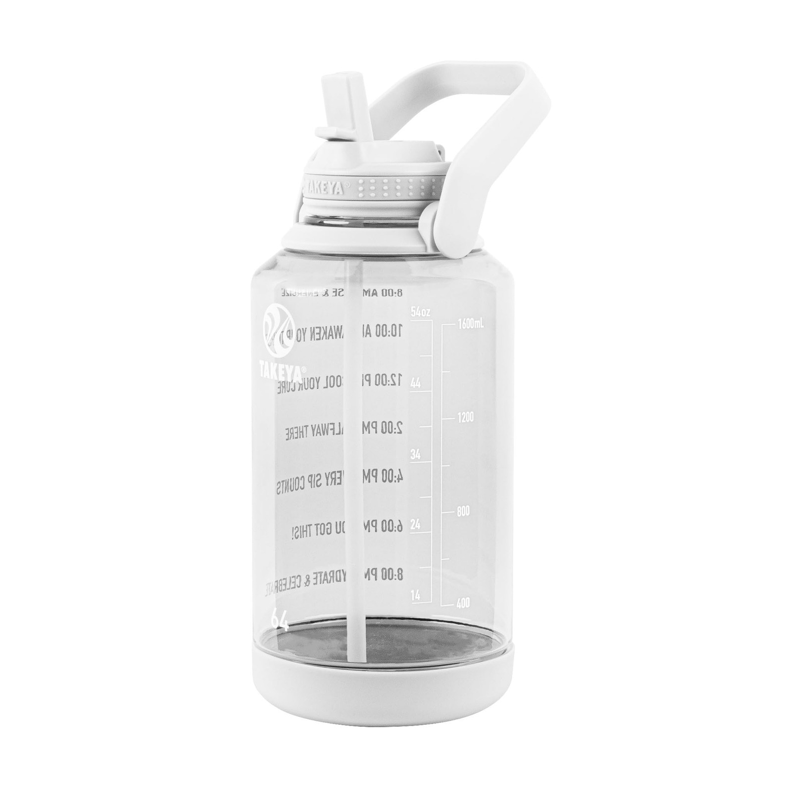 Takeya Tritan 64 oz Motivational Water Bottle with 64 Ounces, Cloud White