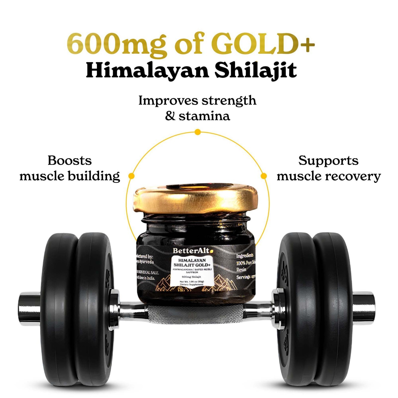 Pure Himalayan Shilajit Gold 30g | Boost Strength & Recovery | Vegan, Lab Tested