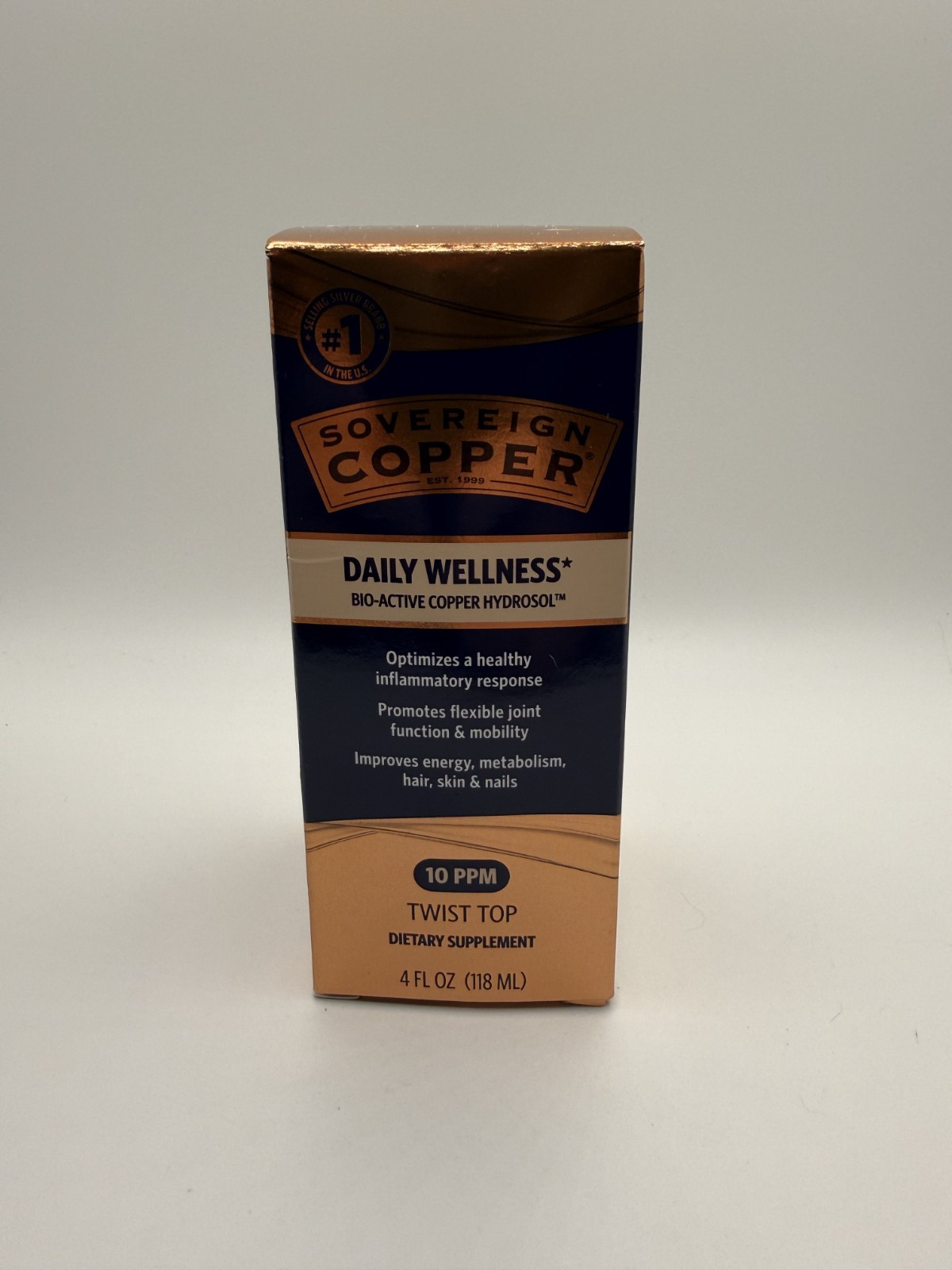 Sovereign Copper Daily Wellness Bio-Active Hydrosol 10 PPM Twist Top 118mL – New