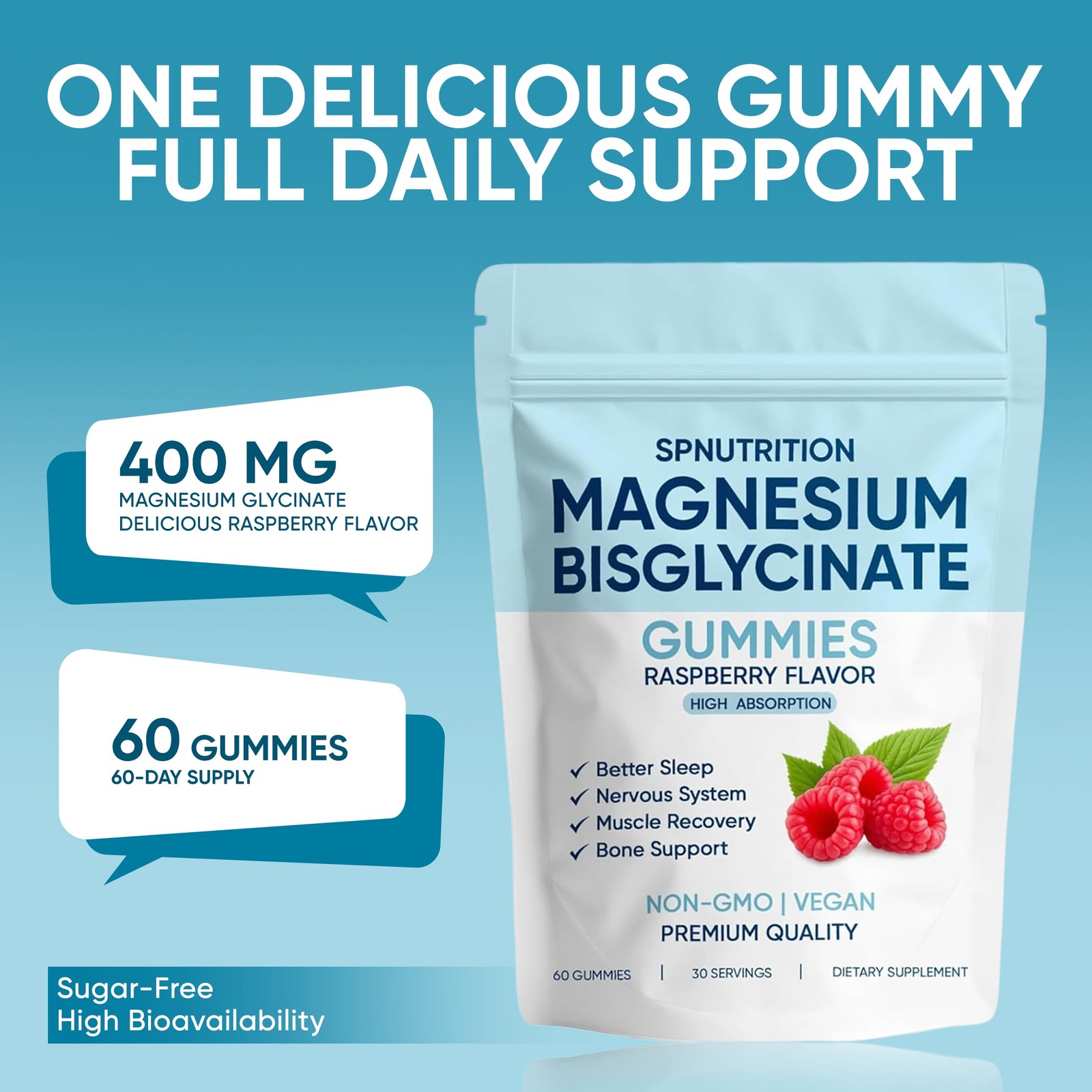 Spnutrition Magnesium Bisglycinate Gummies, with 400mg Magnesium Bisglycinate…