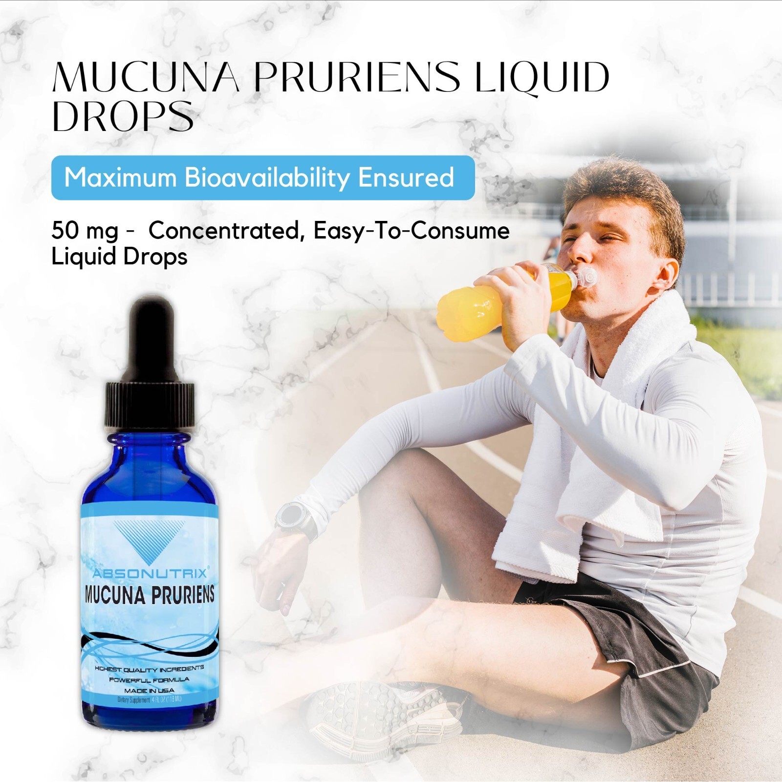 Absonutrix Mucuna Pruriens 393mg, 4 Oz Liquid, 300 Servings, Made in USA